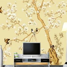 Beibehang papel де parede Современный минималистичный цветок и птицы белые цветочные цветы фон стены папье peint hudas красота