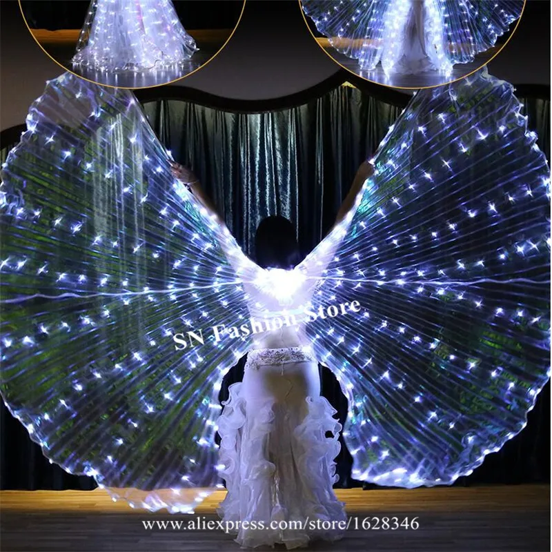 Capa led para baile de salón, traje luminoso con alas blancas divididas  para escenario, espectáculo de fiesta, mariposa, P01 - AliExpress