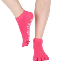 Женские носки с пятью пальцами для йоги, быстросохнущие Противоскользящие силиконовые носки для пилатеса и балета, спортивные дышащие хлопковые носки для фитнеса