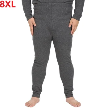 

Winter Thicken Thermal Underwear Bottoms men Plus Large Size 8XL Loose Mens Black Navy Blue Cotton Thermal Underwear Pants warm