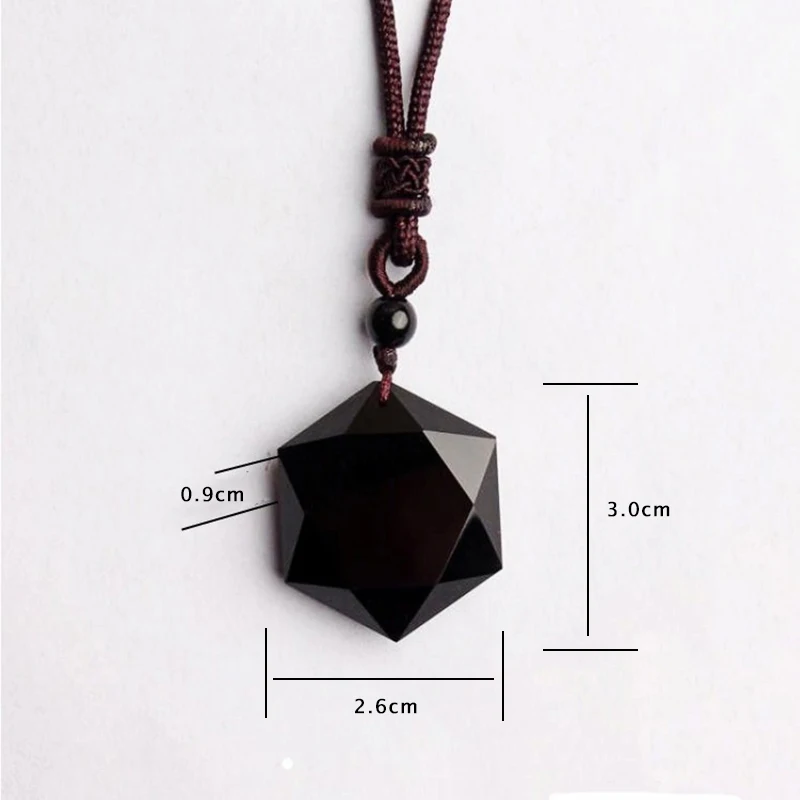 Online Negro Obsidiana Natural Colgante de Piedra Collares Para Mujeres y Hombres Joyería Cúbica Hexagrama Suéter Collar de Amuletos Y Talismanes