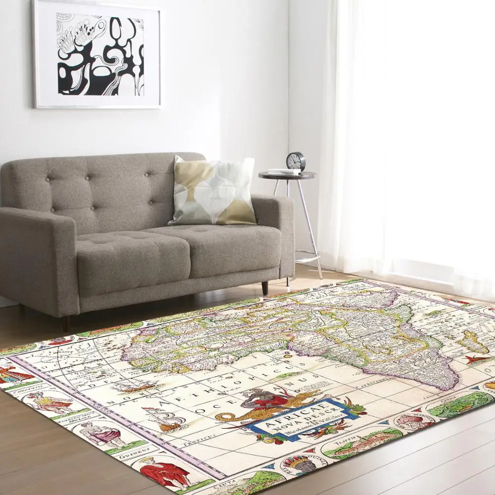 

New World Map Pattern Large Area Carpets Kids play Living Room Bedroom Home Decor Room Office Chair Floor Mats Bedside Mat Rug