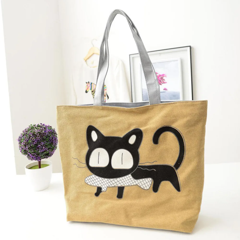 Лидирующий бренд, женские сумки Bolso, женские сумки через плечо, Пляжная Холщовая Сумка, милая кошка сумка, сумка для ланча в офис, сумка через плечо, роскошная сумка, основной#5