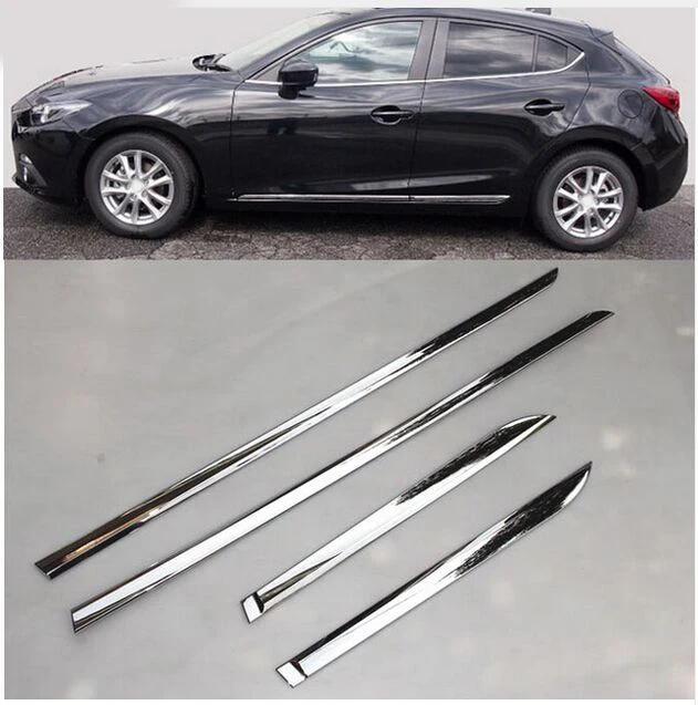 

ACCESSORIES FIT FOR MAZDA 3 AXELA 2014 2015 2016 CHROME DOOR SIDE LINE LINING GARNISH BODY MOLDING TRIM COVER GUARD STRIPS