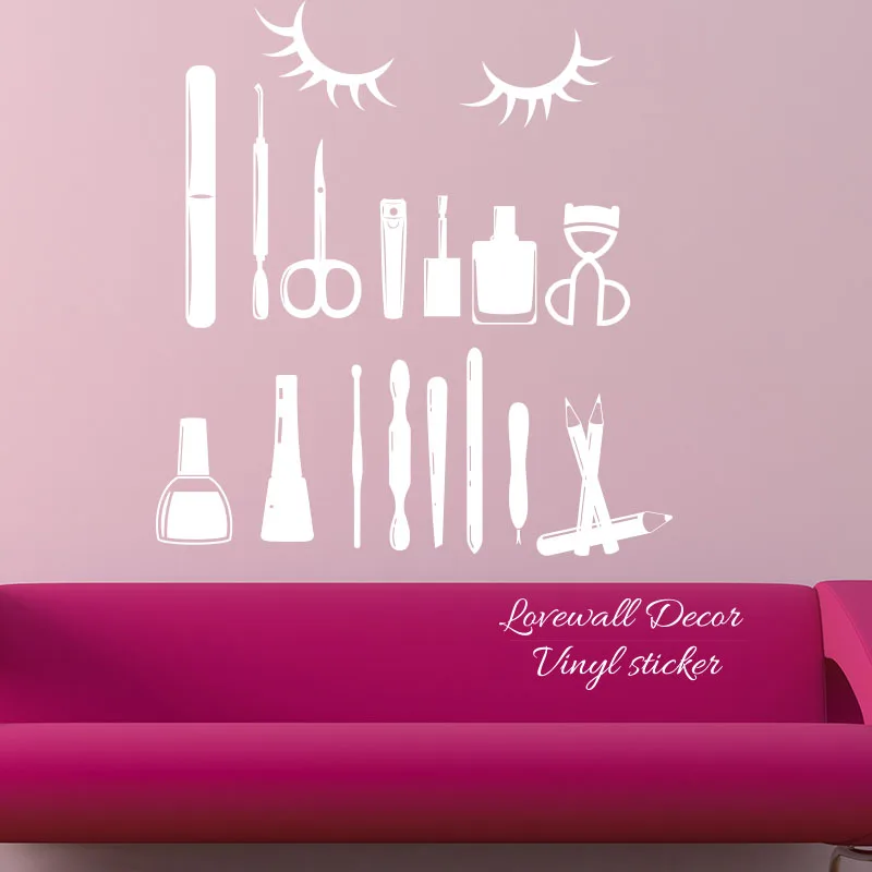 Nail Art Design Tools Wall Sticker Manicure Polish Varnish Salon Wall Decal Girl Home Spa Cosmetic Shop Bar Vinyl Decoration (2)
