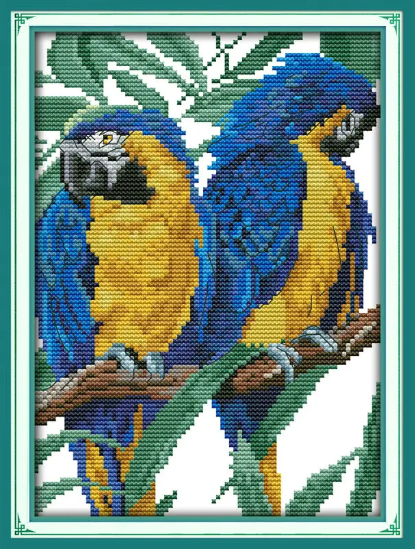 

Blue-headed Parrot Printed on Canvas DMC Counted Chinese Cross Stitch Kits printed Cross-stitch set Embroidery Needlework