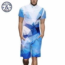 Mr. BaoLong мужские комбинезоны блоки принт 3d комбинезоны Лето Для мужчин комплект пляжные вечерние рабочая одежда Одна деталь Playsuit