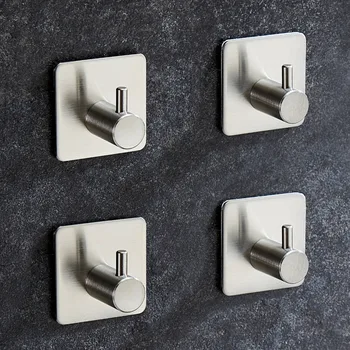 

ZUNTO 4PCS/Set Wall Hook 304 Stainless Steel Towel Coat Kitchen Bathroom Bag Clothes Hooks Hanger Hot Sale 2019 Self-Adhesive
