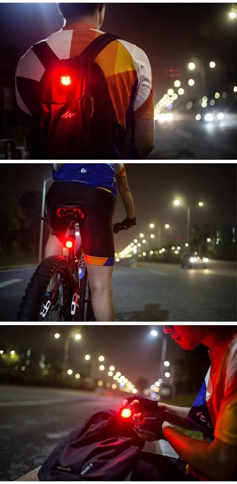Умный задний светильник велосипед светильник USB Беспроводной зарядки светодиодные интеллигентая(ый) работает на основе электромагнитной индукции от включения тормоза для езды на велосипеде, MTB велосипеда светильник ходовой огонь