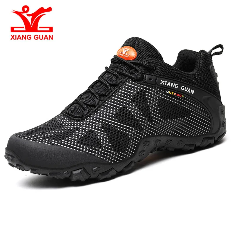 Xiang Guan man outdoor sports shoes athletic light weight hiking shoes women climbing sneakers Black Outdoor Hiking Shoes 36-45#