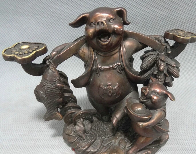 

wan671037+++8" Chinese Bronze Animals Cai Cabbage YuanBao Coin Zodiac Snake Head Statue