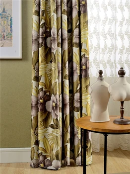 

2020 new style America style printed window curtains blackout curtain for living room and bed room