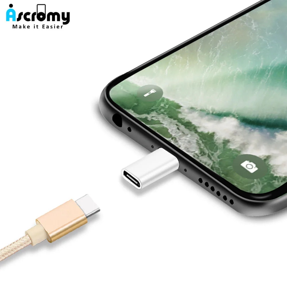 

Ascromy USB C Type-C Cable Charger Adapter Converter For iPhone XS Max XR X 8 7 6 Plus 5 se Data Sync Charging Cabo Accessories
