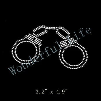

Free shipping Linked Hand Cuffs Bling Glass Rhinestone Press/Iron-On Applique Hotfix Transfer