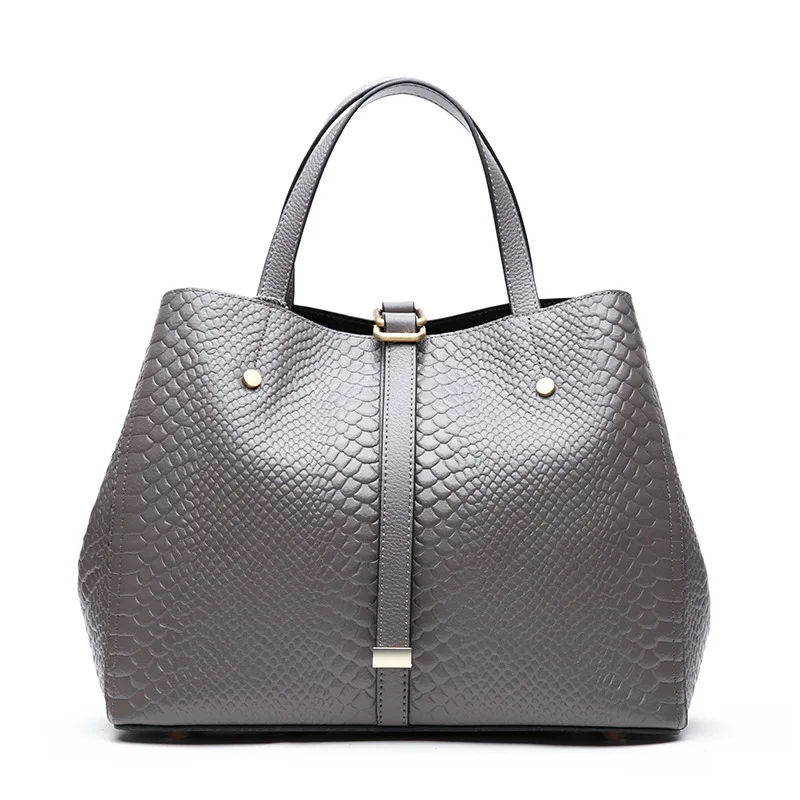 New organizer cowhide women&#39;s handbag genuine leather bucket bag ladies casual shoulder ...