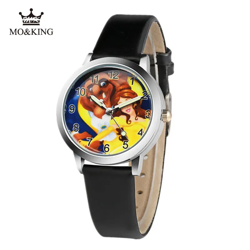 Новые модные часы с героями мультфильмов Красавица и чудовище, детские подарочные часы для мальчиков, повседневные кварцевые наручные часы, подарок для детей