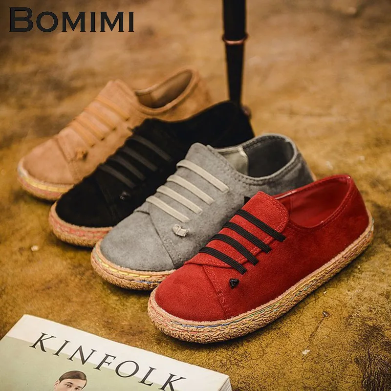 

BOMIMI 4 Colors Women Flats Lace Up Women Shoes Woman Retro Woman Date Footwear