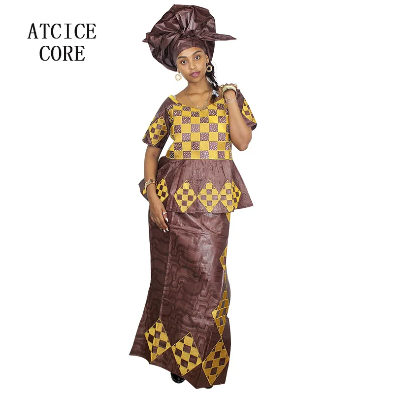 Африканские платья для женщин хлопок африканский бассейн riche вышивка дизайн топ с юбками DP71