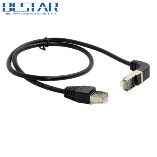Computer Cables 90 Degree Up&Down Angled 8P8C STP Cat 5e LAN Ethernet Network Patch Cord to Straight Cable 50cm-500cm Cable Length: 50CM, Color: Down Computer Cables 90 Degree Up&Down Angled 8P8C STP Cat 5e LAN Ethernet Network Patch Cord to Straight Cable 50cm-500cm Cable Length: 50CM, Color: Down