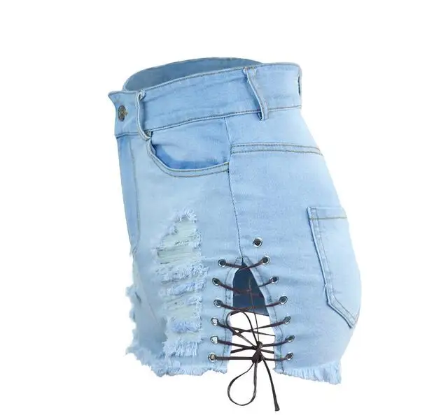 Повязку Рваные джинсовые шорты для женщин джинсовые шорты новый летний 2019 отверстие повседневное Feminina