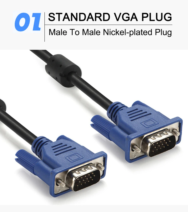 Кабель HD VGA папа-папа 3+ 5 Pin VGA D-Sub кабели видео соединительный кабель 1,5 м 1,8 м 3 м для компьютера проектор монитор HDTV экран