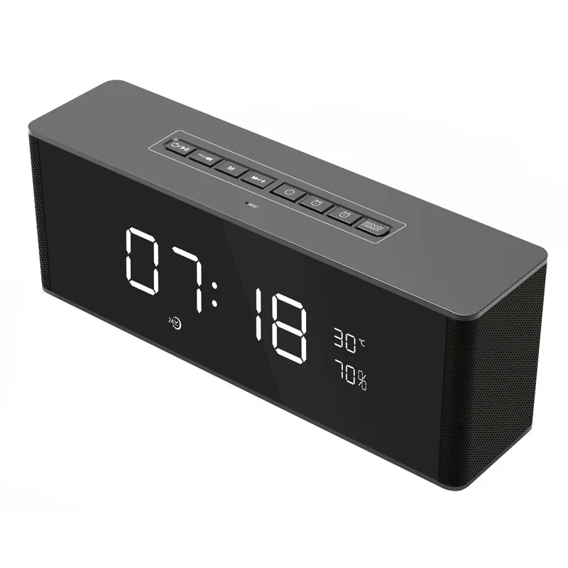 

New Alarm Clock Home Bluetooth Plug-in Card Two Hors Speaker Portable Mini Audio Subwoofer Loudspeaker YYS-S06