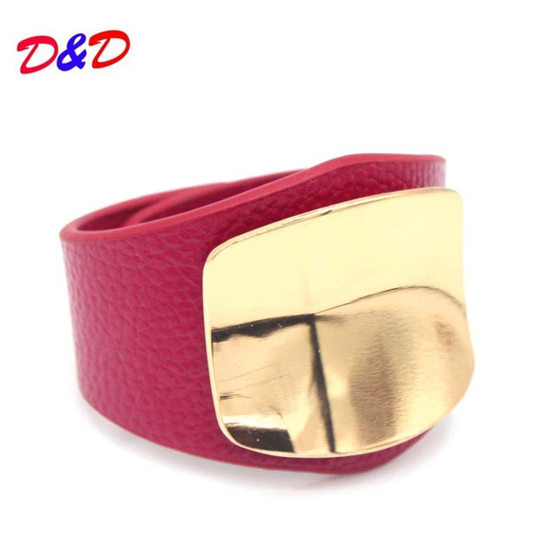 

2018 Personality Leather Bracelet Women with Alloy Buckle Adjustable Fashion Unisex Bracelets & Bangles Punk Jewelry