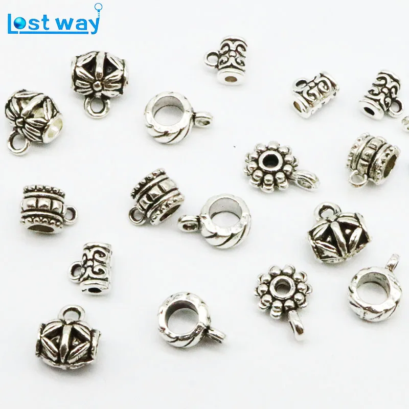 

20pcs/40pcs/lot Big Hole Flower Metal Zinc Alloy beads Connectors For Silver Plated Bead Jewelry Making Wholesale Price