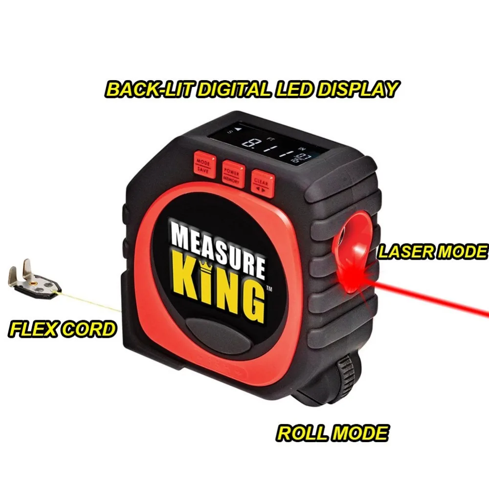 

Precise Measure King 3-in-1 Digital Tape Measure String Mode Sonic Mode Roller Mode Universal Furniture Measuring Drop Shipping