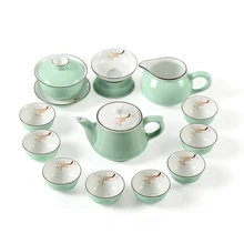 Домашняя гостиная Celadon чайный набор кунг-фу Крышка чайника чаша Китайский Gongfu чайные чашки, Улун чай, Tieguanyin керамический чайный набор