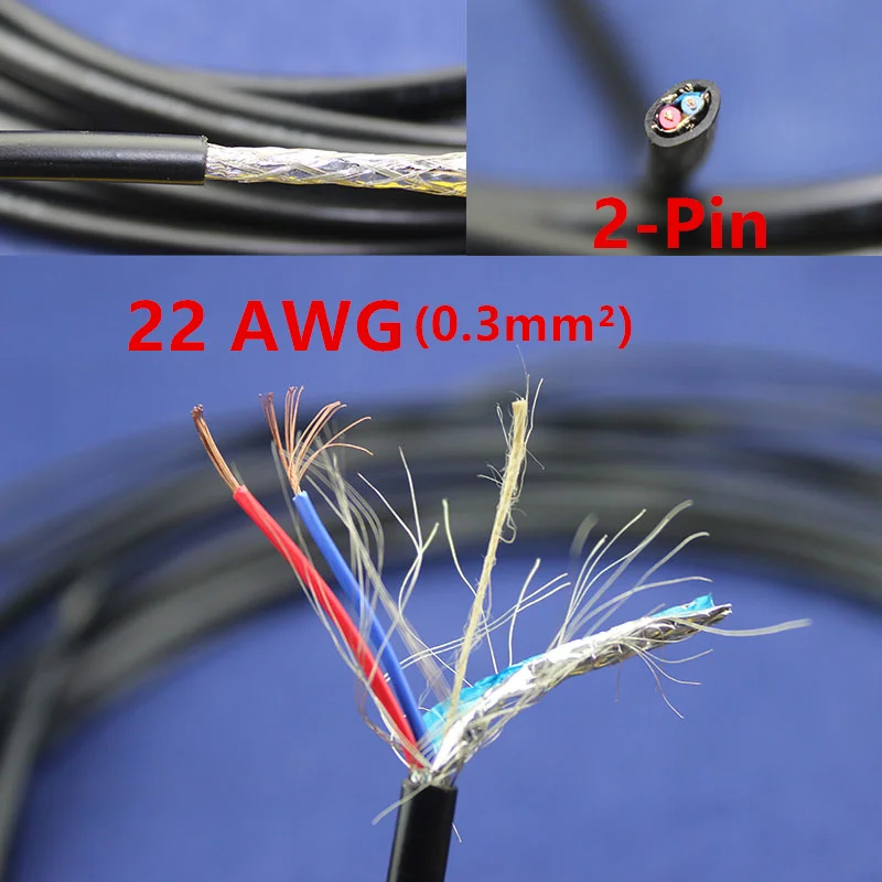 

1 meters Copper Electrical Wire 2 Pin 22 AWG Anti-interference shielded wire Signal line Wire Electric cable