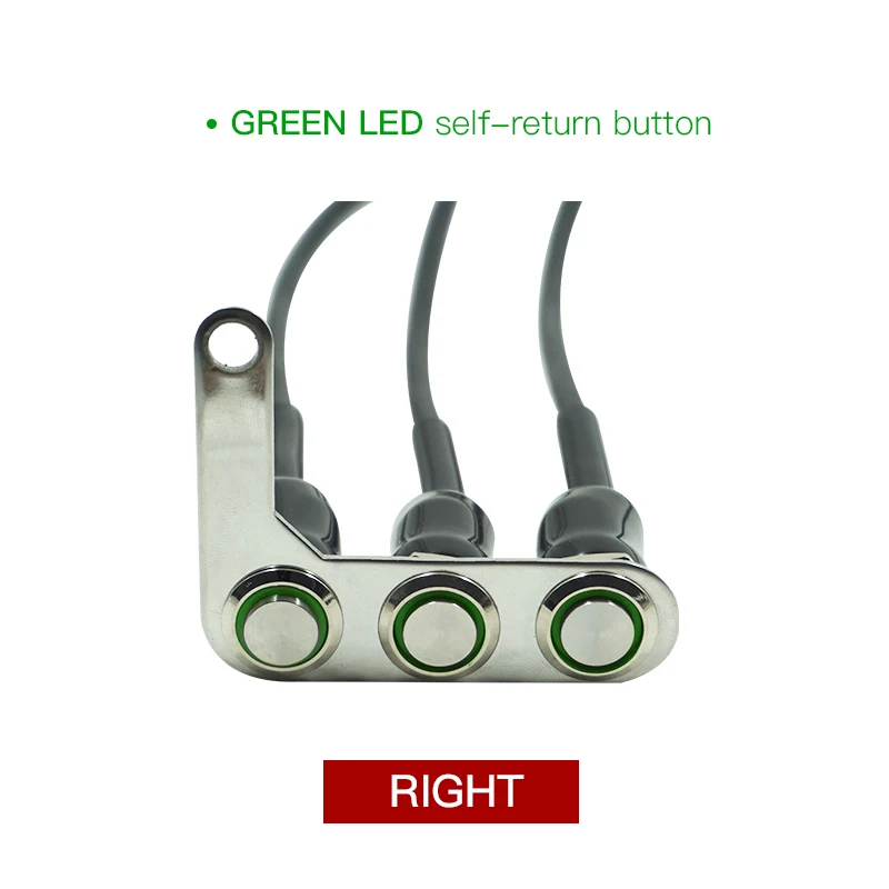 Мотоциклетный переключатель на руль, регулируемое крепление, водонепроницаемые переключатели ВКЛ-ВЫКЛ, 3 кнопки для фар, сигнальный сигнал поворота, светодиодный - Цвет: Green(Right)