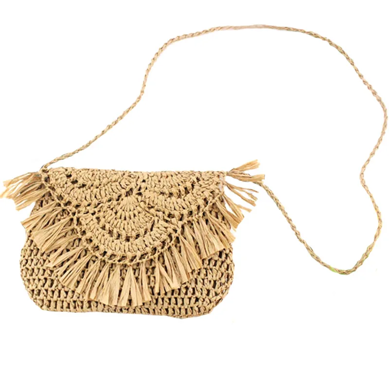

Tassel Straw Bag Paper Rope Hook Flower Big Flip Hand-Women Bag Casual Handbag Beach Bag