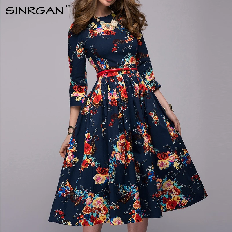 SINRGAN бохо женщины платье vestidos Горячие продажи элегантные винтажные платья женщин