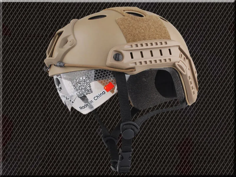 Тактический Быстрый Шлем с защитными очками типа PJ для охоты на открытом воздухе, велоспорта, мотоцикла, военных шлемов, снаряжение Emerson
