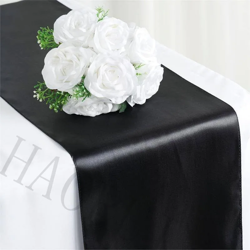 Free Shipping Black 36 pcs 12"x108" Satin Modern Cotton Table Runners