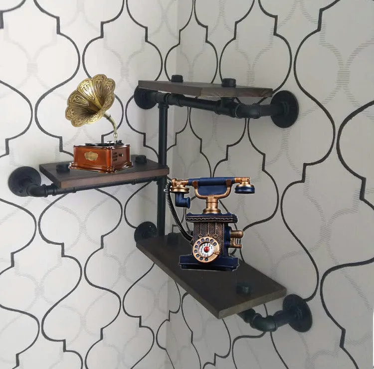 

Corner shelf Industrial water pipe rack Vintage creative bookshelf Wall hangers