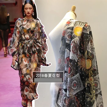 

DG Small Mushroom Clothing Fabric Customized Card Playing Printed Chiffon Fabric Manual DIY Fabric.