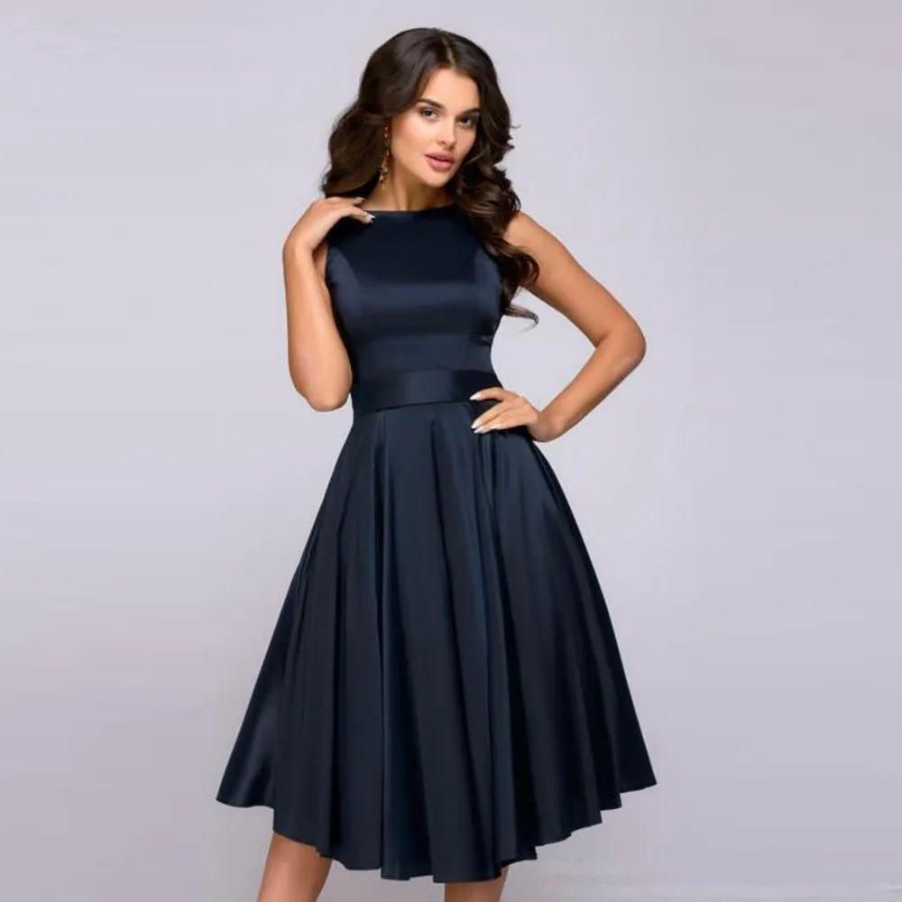 

Women 'S sleeveless Cut out Solid Evening Prom Party Septal Hypertrophy Swing Dress Hepburn Wind European And Ameri