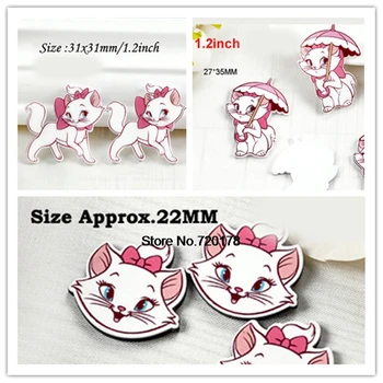 

30pcs/50pcs Mixed cartoon cat plastic flat back planar resin for DIY Craft Supplies 1.2inch JOR14