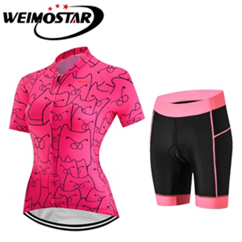 

Weimostar 2018 Cycling Jersey set Women Team Road Bicycle Cycling Clothing Ropa Ciclismo Summer Short Sleeve MTB Bike Jersey set