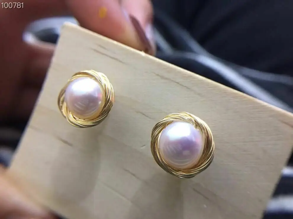 

charming 9-10mm south sea round white pearl earring 925s