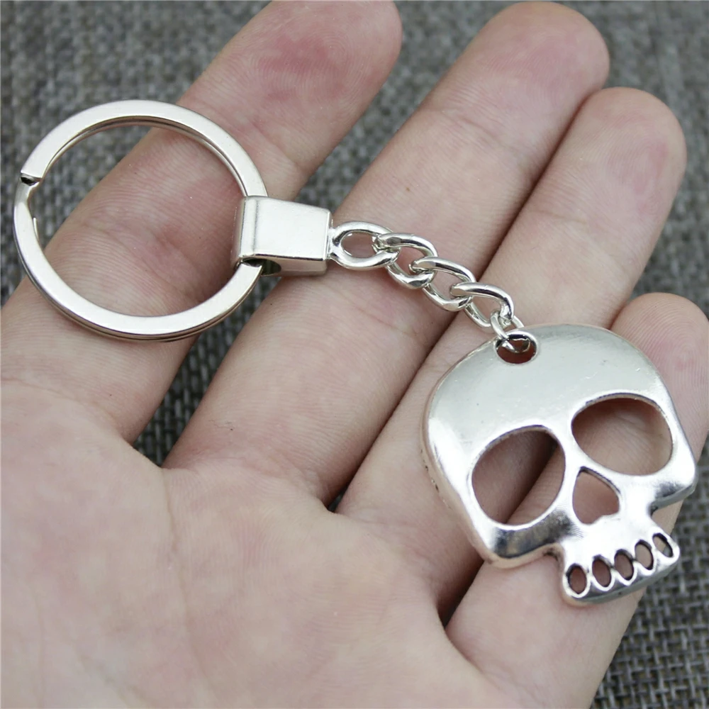 

WYSIWYG 34x30mm Skull KeyChain, New Fashion Handmade Metal Keychain Party Gift Dropship Jewellery
