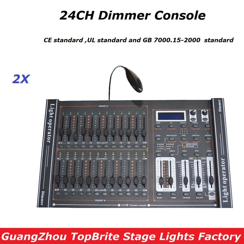 

2Pcs Dimmer Console 24 Channels DMX 512 Controller,High Quality Stage Lights Controller DMX Disco Club/Professional Equipments