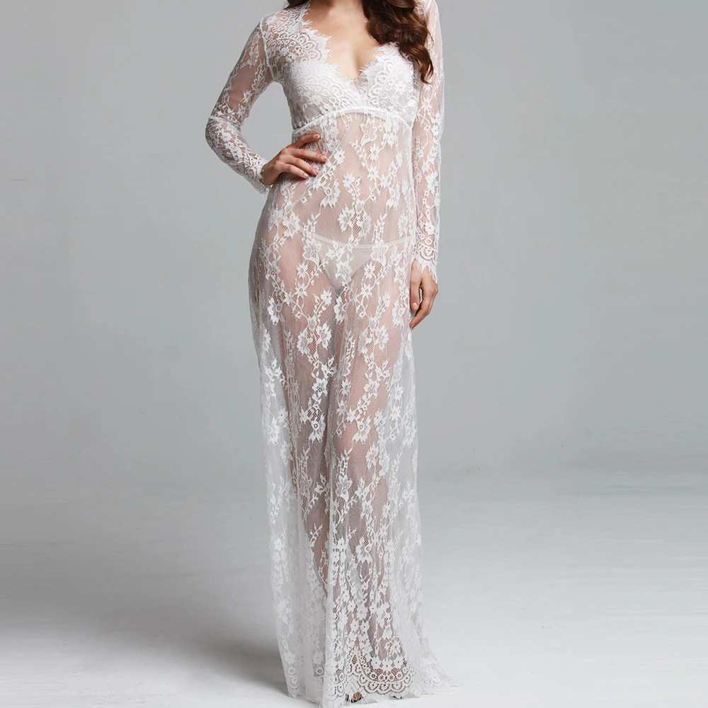 

Summer Dress Women Vintage 2018 Style Women Sexy Plus Size 4XL Lace Embroidery Maxi Solid Dress Deep V Neck Vestido Hot sales