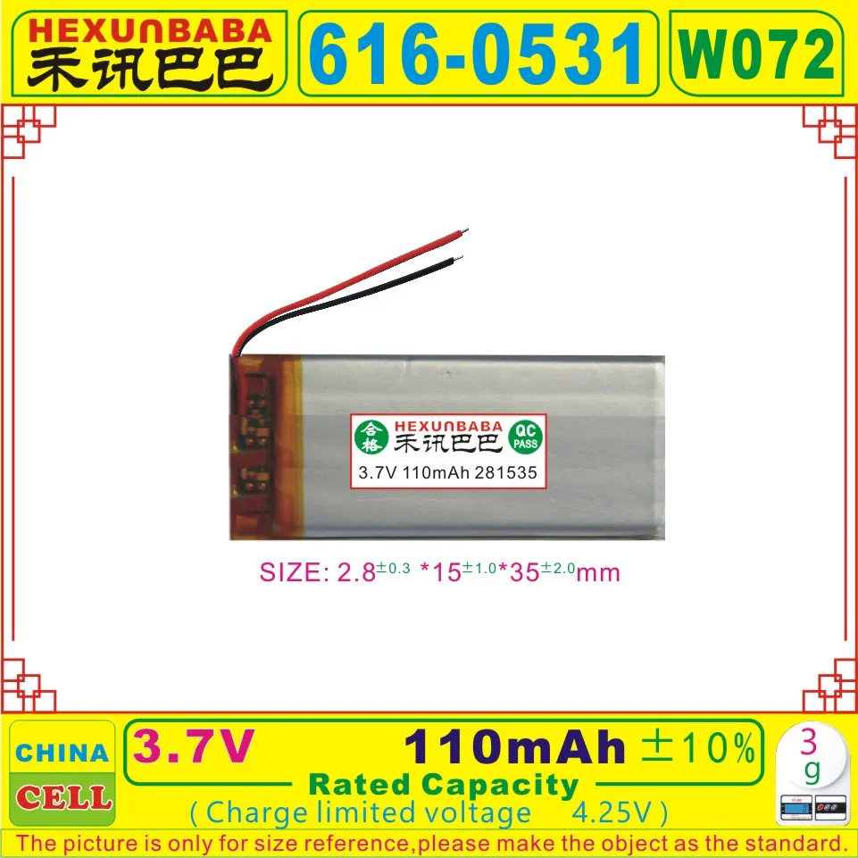 

2pcs [616-0531] 3.7V 4.25V 110mAh Polymer Li-ion battery fit for IPOD NANO 6th generation [W072]