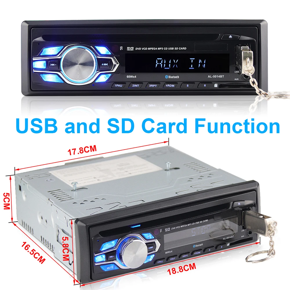 Радио автомобильный CD-плеер Automotivo 1 Din 12 в Bluetooth Авторадио аудио авто стерео USB AUX DVD VCD CD MP3 SD карты радио Para Carro