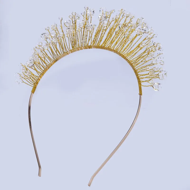 TUANMING дизайн золотые Хрустальные стеклянные бусины Свадебная Цветочная повязка на голову свадебная тиара украшения для волос заколка для волос гребень женские ювелирные изделия
