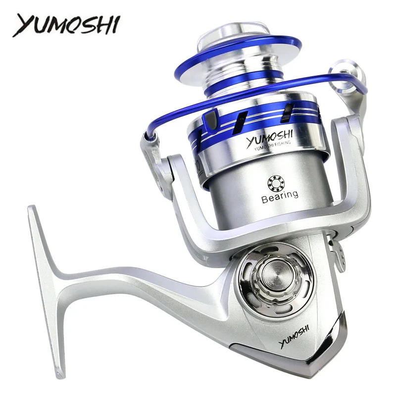 

YUMOSHI Spinning Fish Reel 5.5:1 AL Pesca Molinete Exchangeable Handle Spinning wheel Rock Lure Carp Bait Casting Fishing Reels