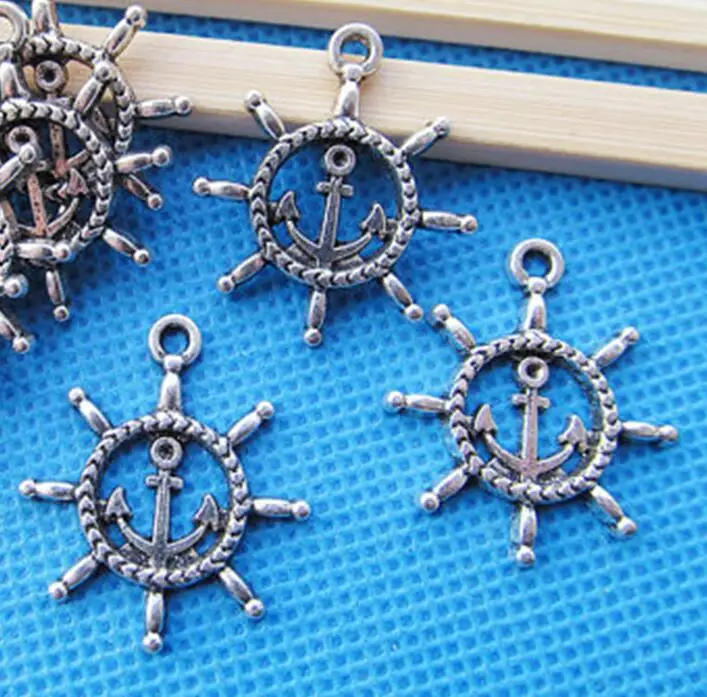 

15pcs Antique Silver tone/Antique Bronze Anchor Rudder Connector Pendant Charm/Finding,DIY Accessory Jewelry Making